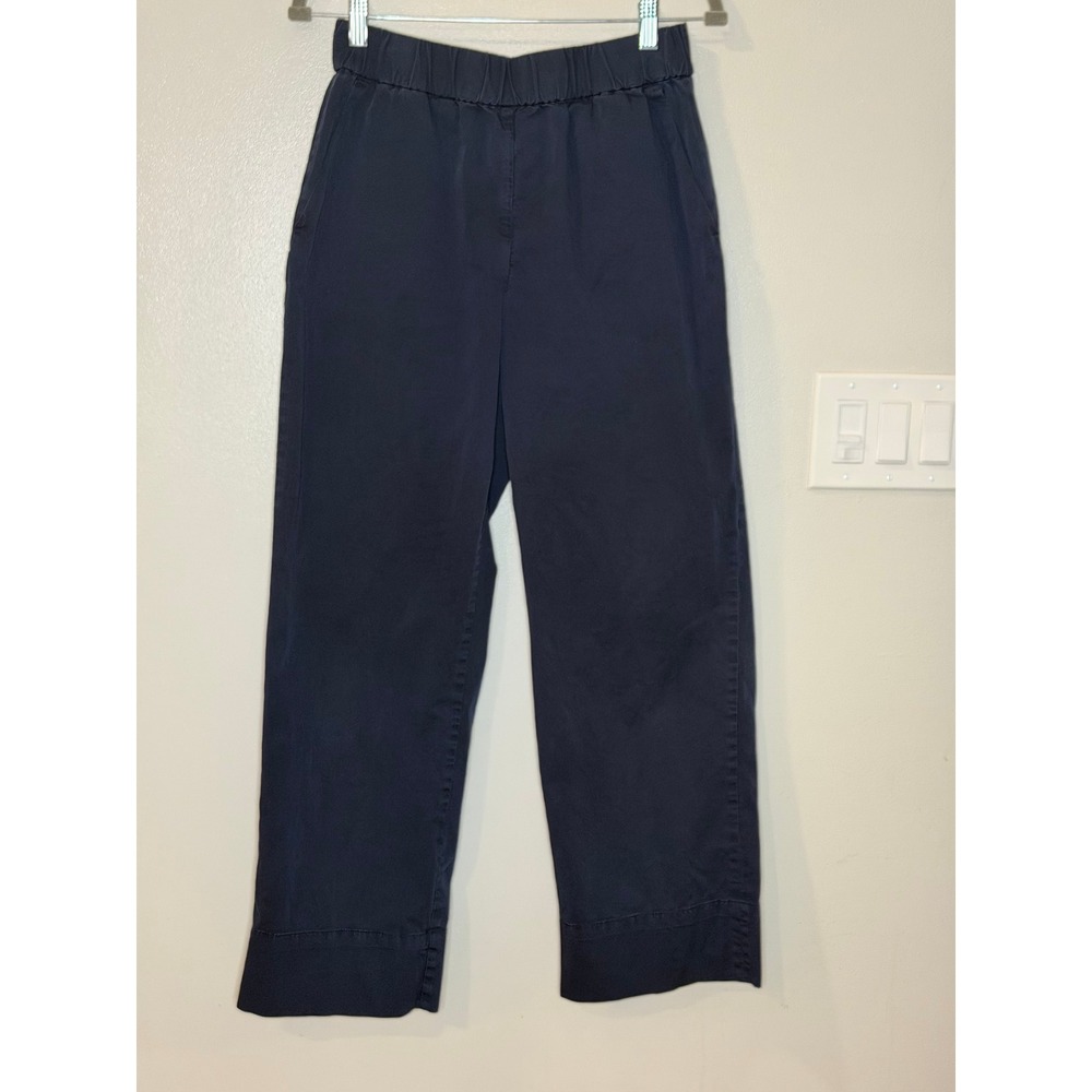 Everlane The Easy Pant Navy Blue Organic Cotton Ankle Length Pull On Medium